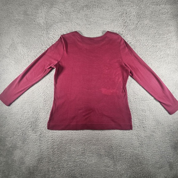 Peruvian Connection Top Womens S Burgundy Pima Cotton LS Designer Casual READ!!! - Picture 7 of 12
